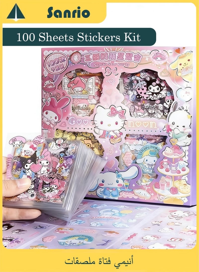 سانريو أنيمي فتاة ملصقات - 100 سانريو ملصقات مجموعات ، مجموعات الفينيل ملصقات الكرتون الديكور الجمالي ، مثالية clipbooks ، يوميات ، أجهزة الكمبيوتر المحمولة ، ديكور الغرفة - Image 1